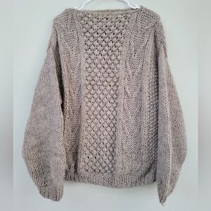 Nemi Chunky Oatmeal Wool Knit Sweater Women's Size M Fisherman Ireland Luxury